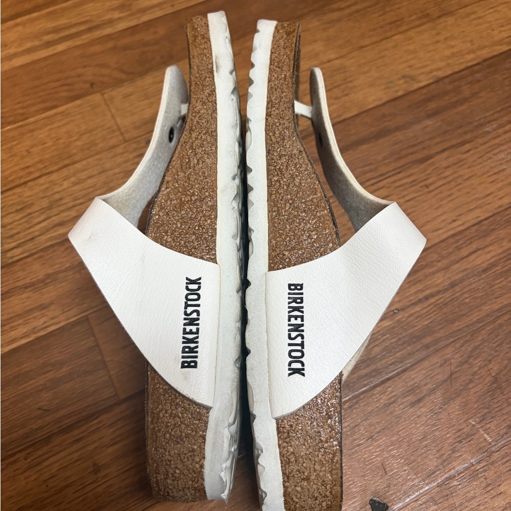 Birkenstock White and Brown Leather Sandals size 37 - Picture 4 of 5